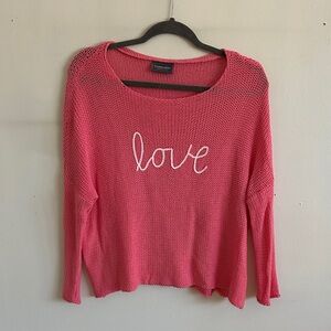 Wooden Ships Pink Sweater with White 'Love' Design